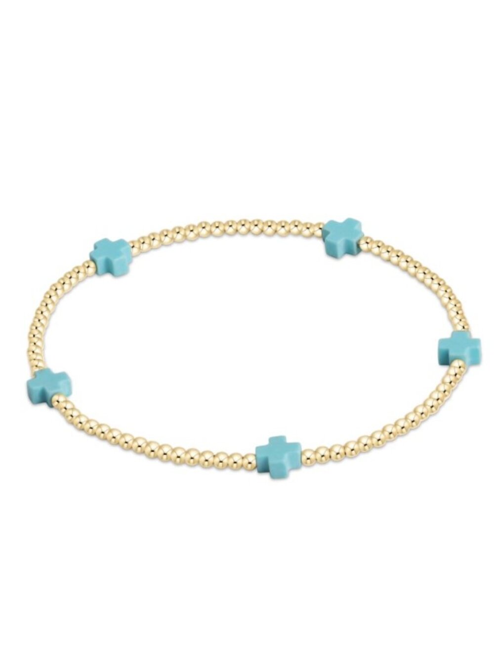 New Enewton Signature Turquoise Blue Small Crosses 14kt Gold-filled 2mm Bracelet